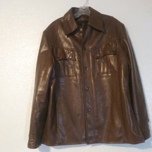 National shirt shops coast to coast men's size M brown vinyl faux leather jacket